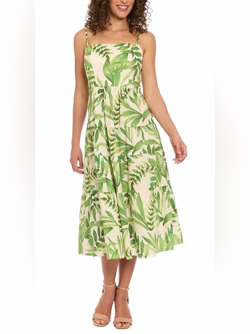 London Times Women's Marge Midi Dress - Ivory/Wild Lime - Sz Large